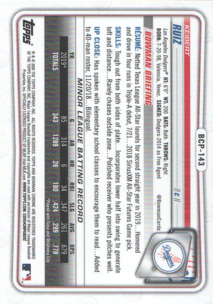 2020 Bowman Chrome Prospects Baseball BASE Cards: Pick from List - Picture 245 of 336