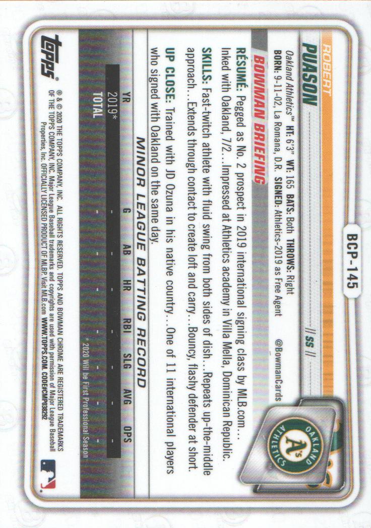 2020 Bowman Chrome Prospects Baseball BASE Cards: Pick from List - Picture 247 of 336