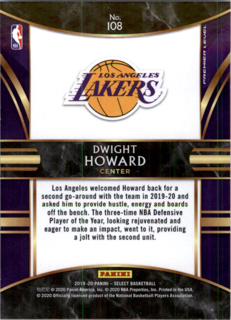 2019-20 Select #108 Dwight Howard back image