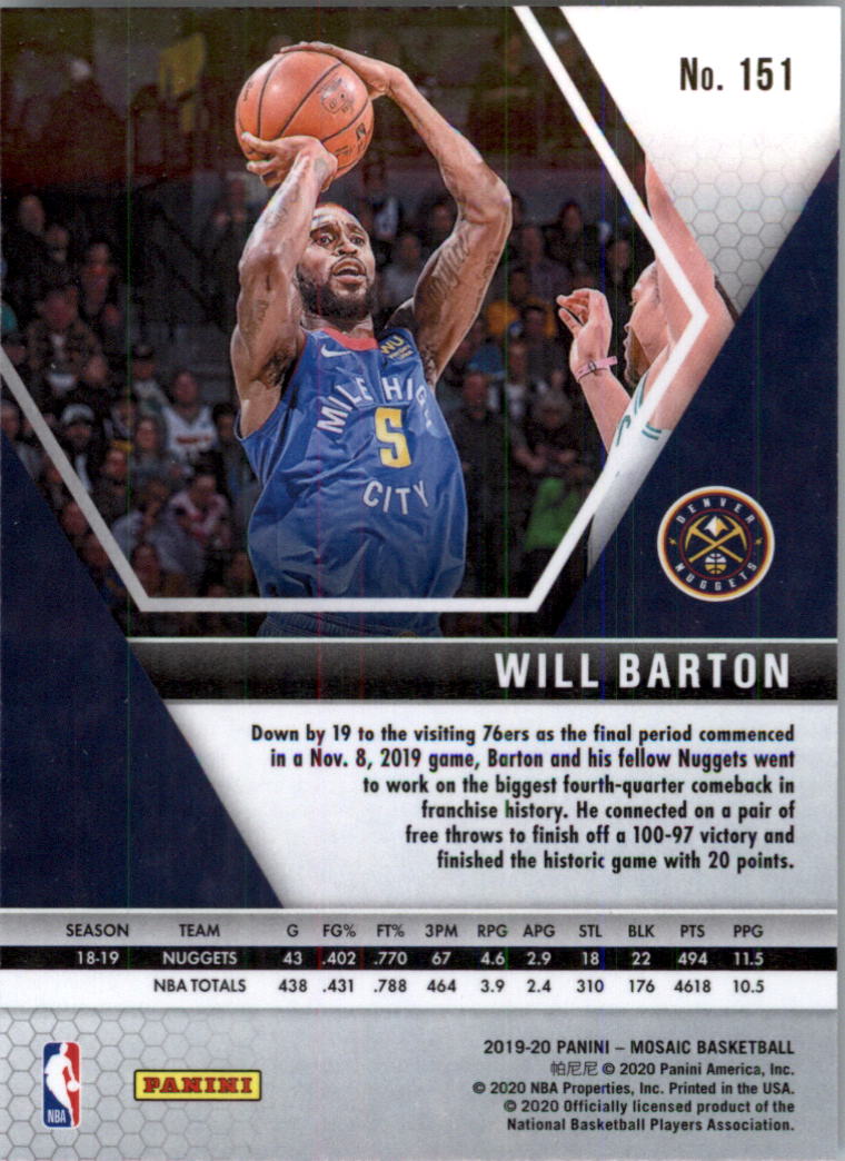 2019-20 Panini Mosaic Basketball Card Pick (Base) 101-300 - Picture 103 of 395