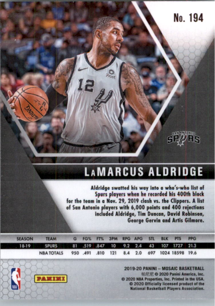 2019-20 Panini Mosaic Basketball Card Pick (Base) 101-300 - Picture 189 of 395