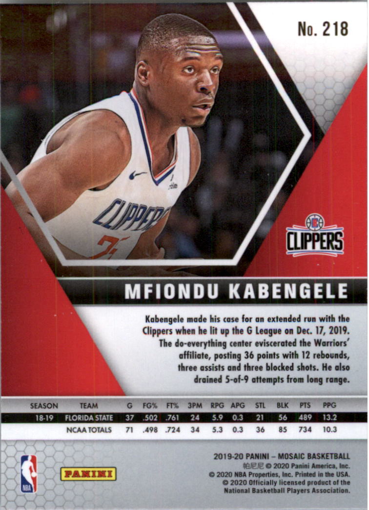 2019-20 Panini Mosaic Basketball Card Pick (Base) 101-300 - Picture 235 of 395