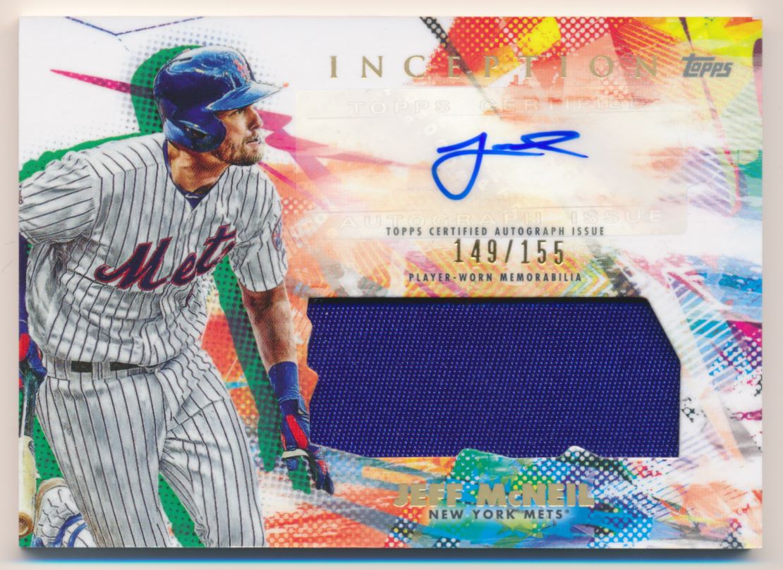 Jeff McNeil player worn jersey patch baseball card (New York Mets