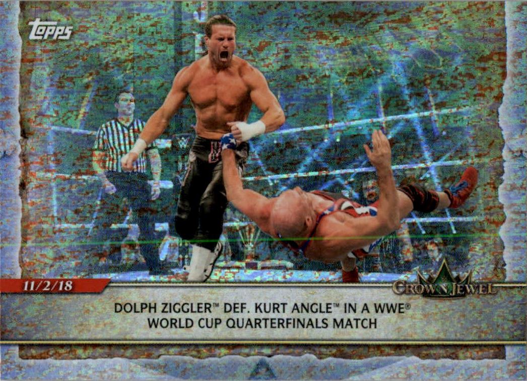 2020 Topps WWE Road to WrestleMania Foilboard #23 Dolph Ziggler Def. Kurt Angle in a WWE World Cup Quarterfinals Match