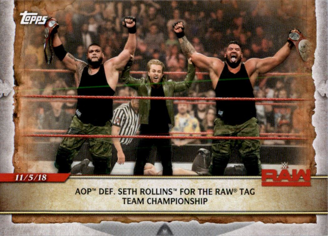 2020 Topps WWE Road to WrestleMania #27 AOP Def. Seth Rollins for the Raw Tag Team Championship