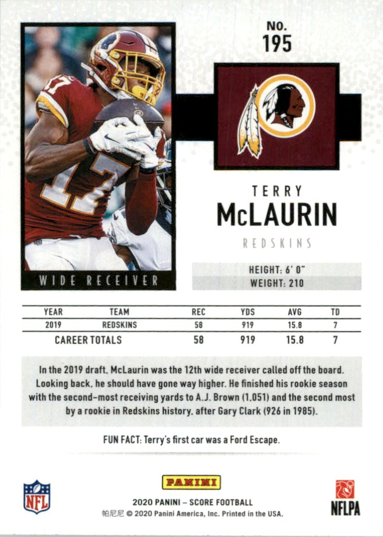 Terry McLaurin Signed Washington Football Team Jersey (Beckett) Redskins  W.R.