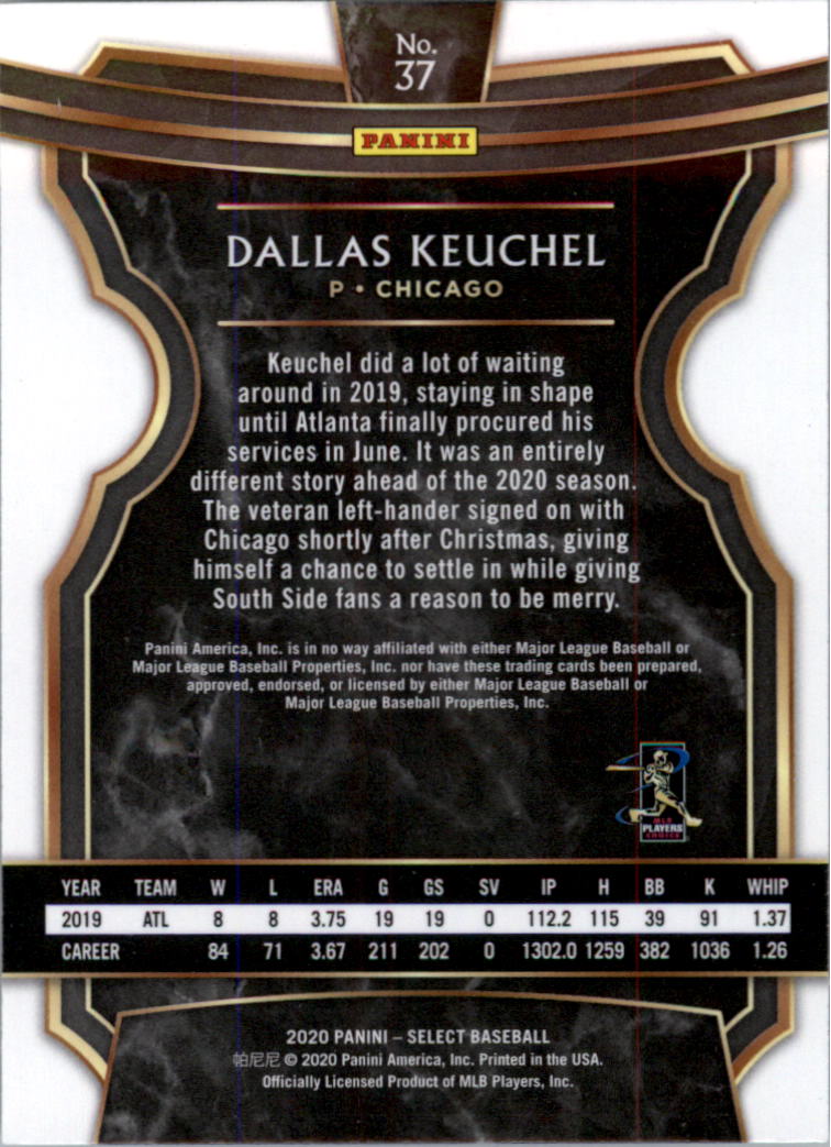2020 Select #37 Dallas Keuchel back image