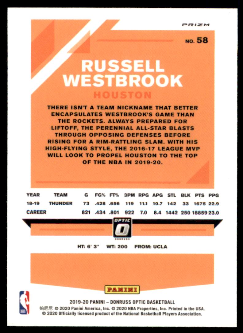 2019-20 Donruss Optic Holo #58 Russell Westbrook