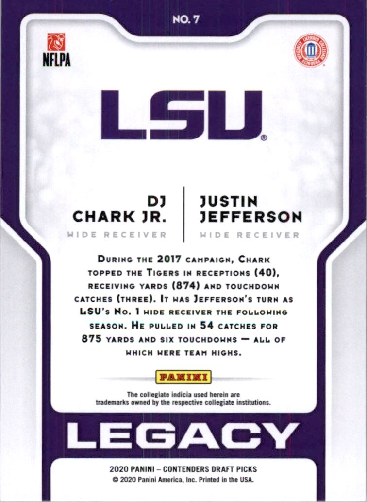 2020 Panini Contenders Draft Picks Legacy #7 D.J. Chark Jr./Justin Jefferson