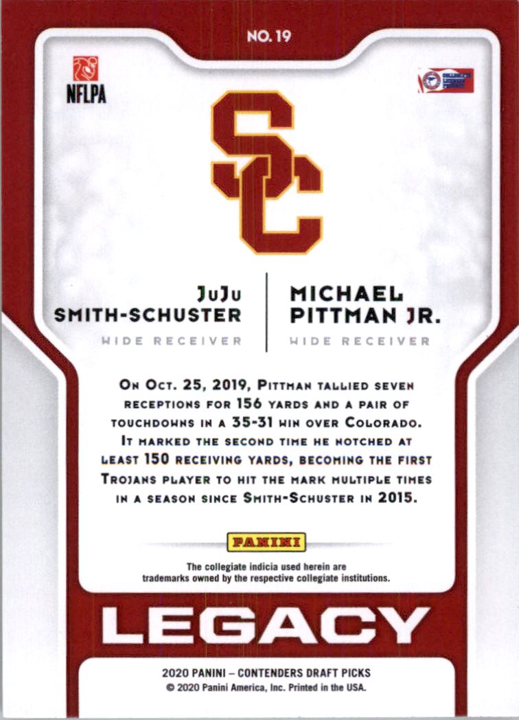 2020 Panini Contenders Draft Picks Legacy #19 JuJu Smith-Schuster/Michael Pittman Jr.