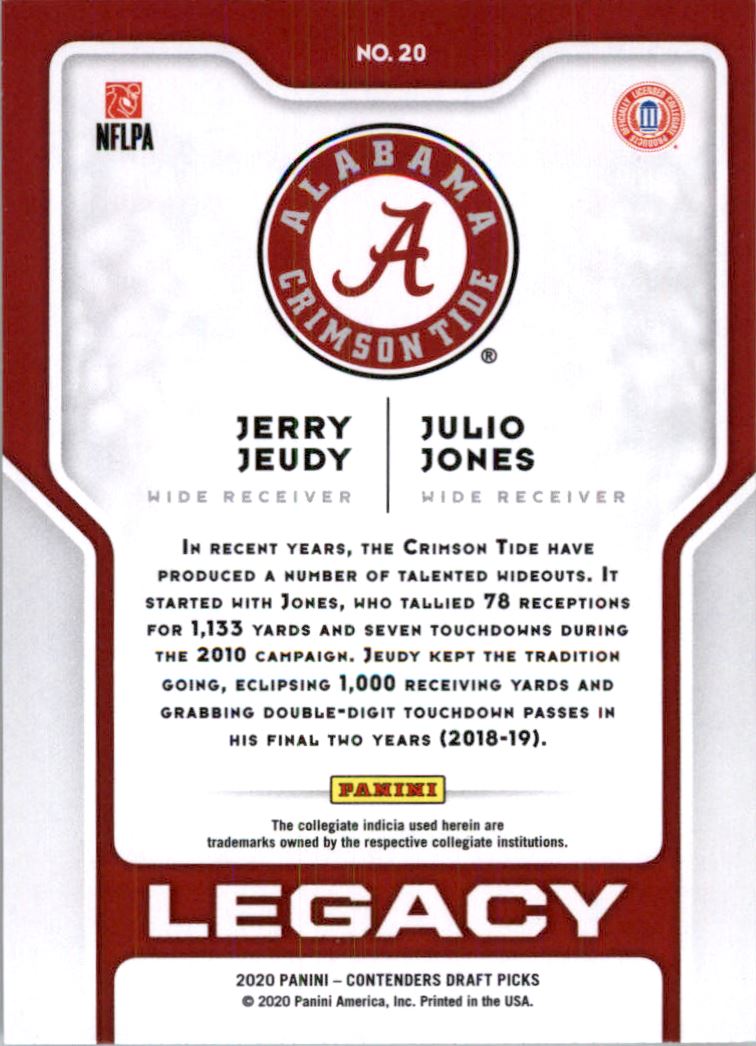 2020 Panini Contenders Draft Picks Legacy #20 Jerry Jeudy/Julio Jones