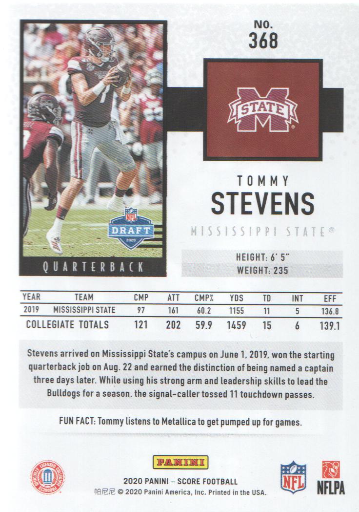 2020 Score Scorecard #368 Tommy Stevens - Football - NM-MT