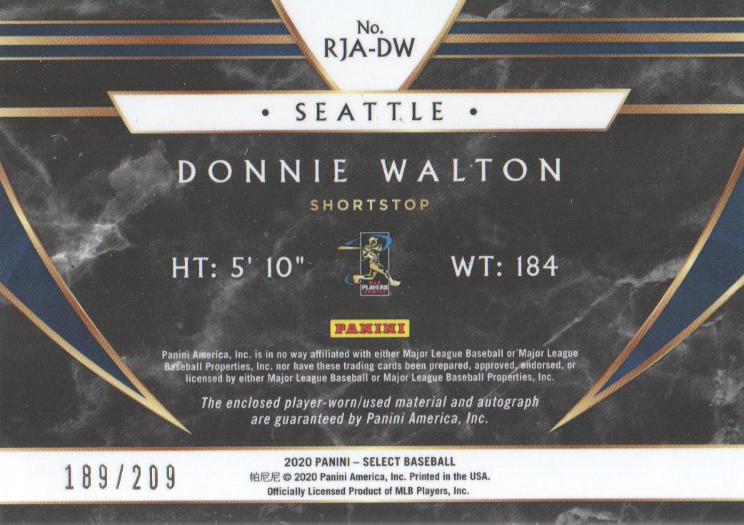 2020 Select Rookie Jersey Autographs #55 Donnie Walton/209 back image