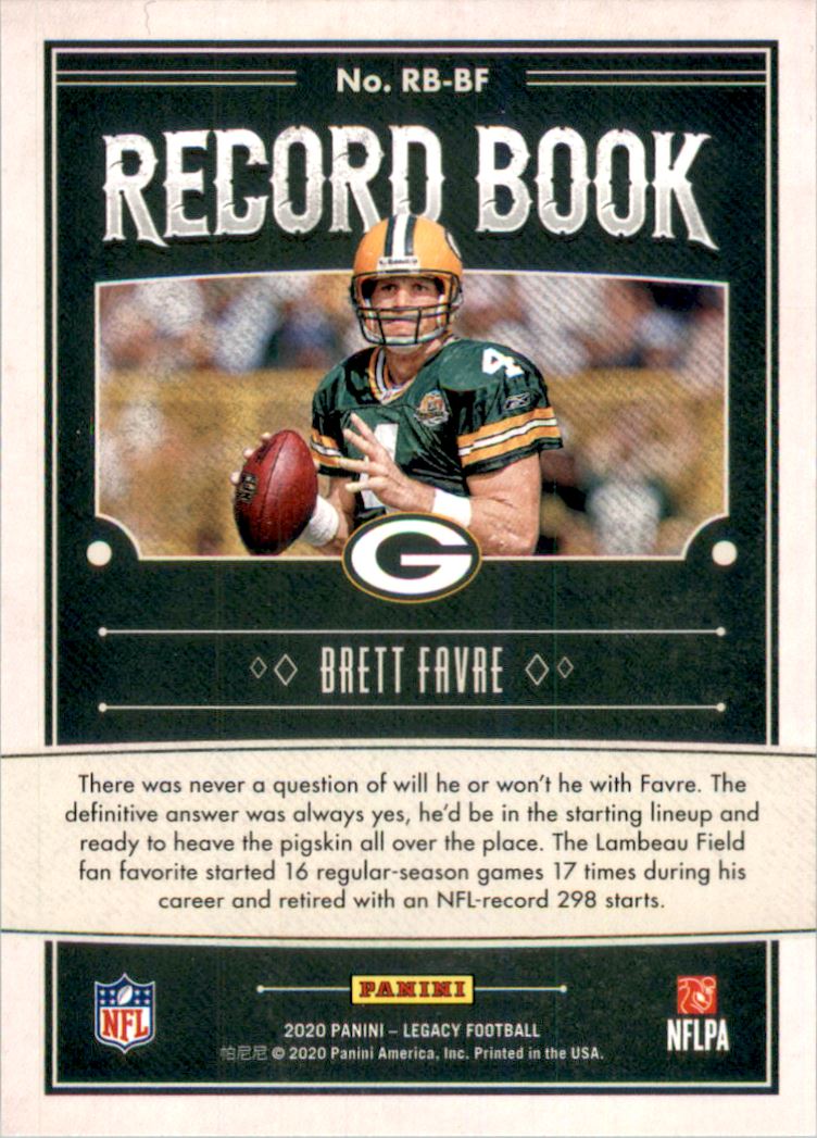 2020 Panini Legacy Record Book #19 Brett Favre