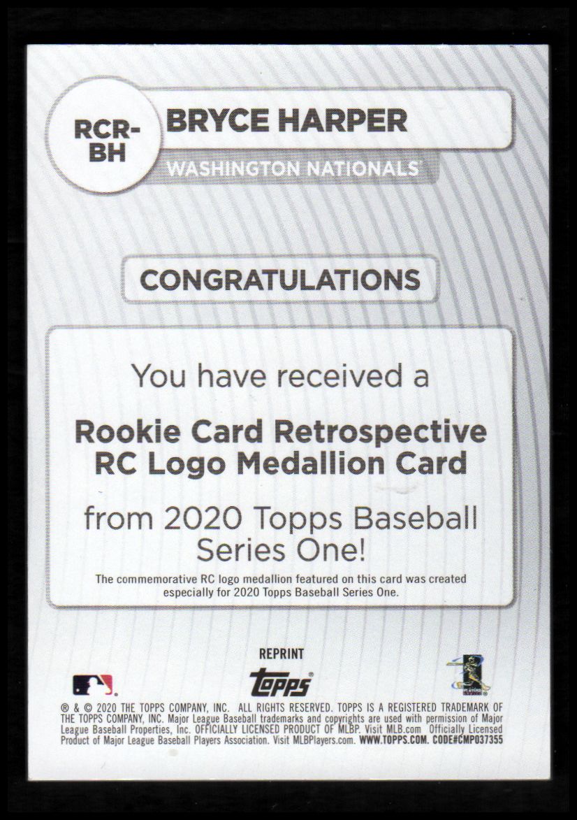 2020 Topps Heritage Baseball #ROABH Bryce Harper Real One Red Ink