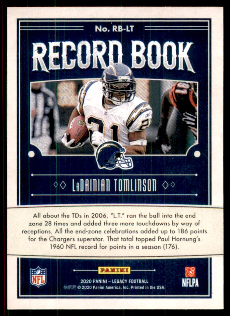 2020 Panini Legacy Record Book #3 LaDainian Tomlinson
