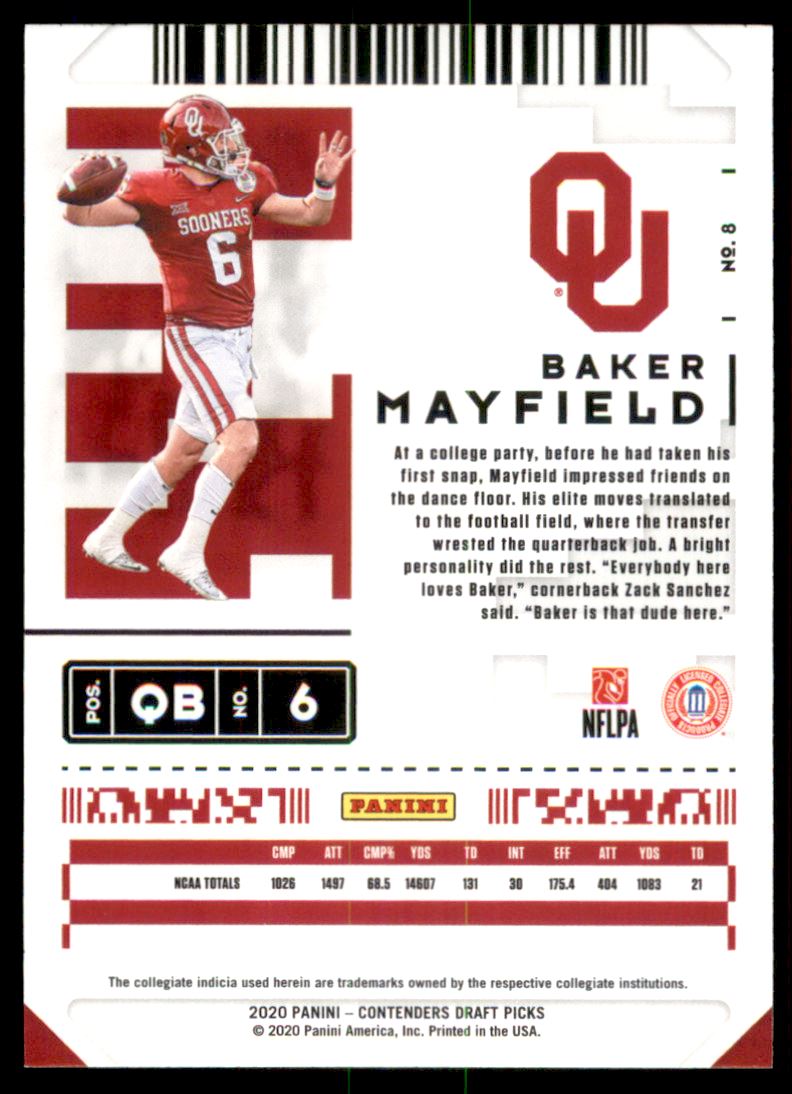 2020 Panini Contenders Draft Picks #8 Baker Mayfield
