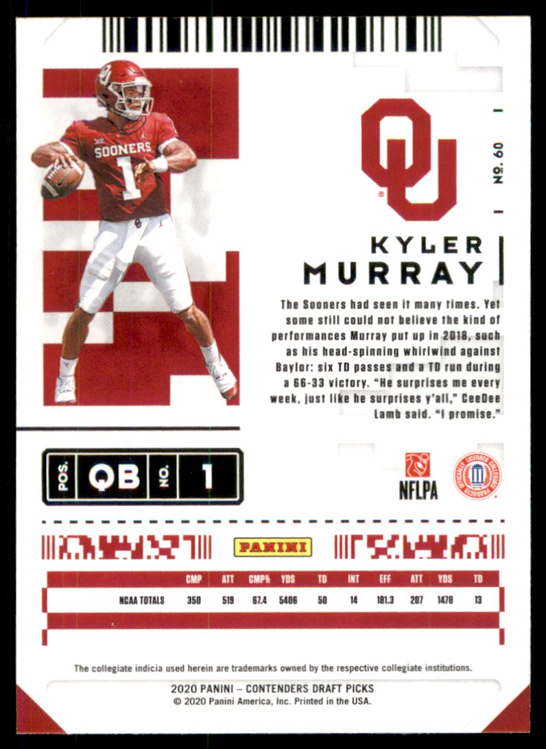 2020 Panini Contenders Draft Picks #60 Kyler Murray