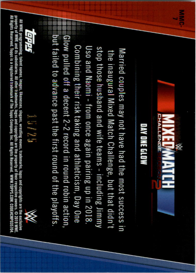 2019 Topps WWE Women's Division Mixed Match Challenge Season 2 Blue #MMC7 Day One Glow back image