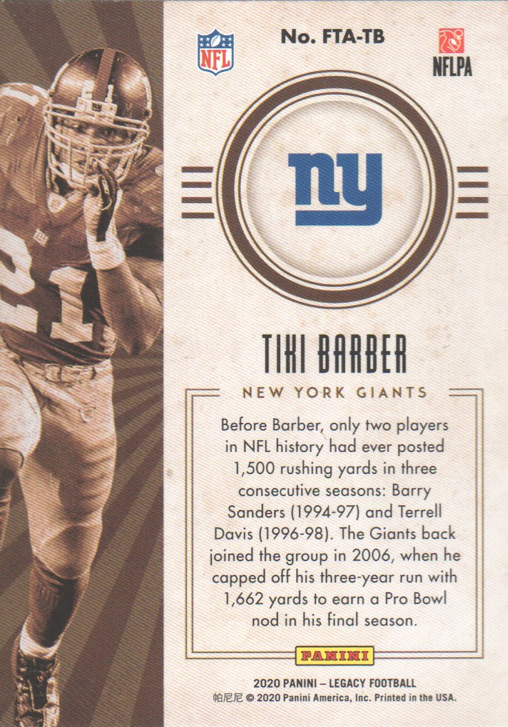 2020 Panini Legacy For the Ages #11 Tiki Barber back image