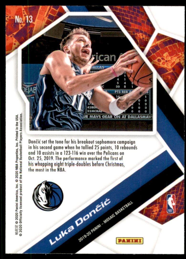 2019-20 Panini Mosaic Will to Win #13 Luka Doncic