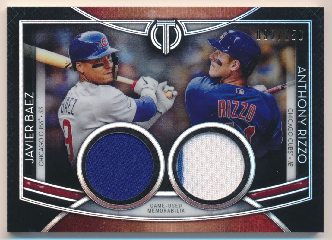 2020 Topps Tribute Dual Player Relics #DRBR Anthony Rizzo/Javier Baez