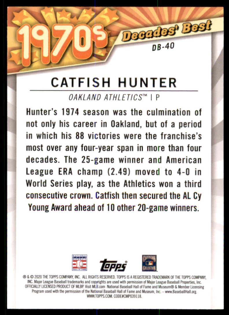2020 Topps Decades' Best Series 2 #DB40 Catfish Hunter