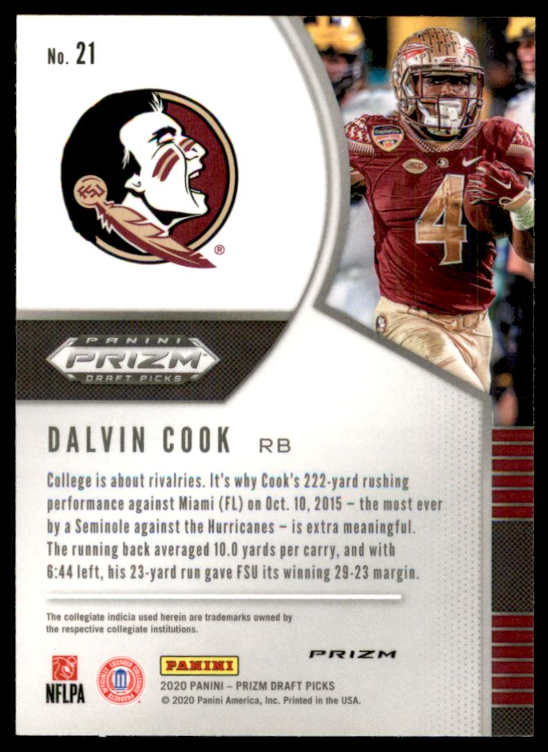 2020 Panini Prizm Draft Picks Prizms Pink Pulsar #21 Dalvin Cook