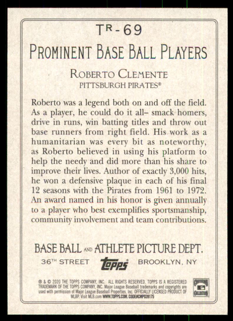 2020 Topps Turkey Red '20 Series 2 #TR69 Roberto Clemente back image