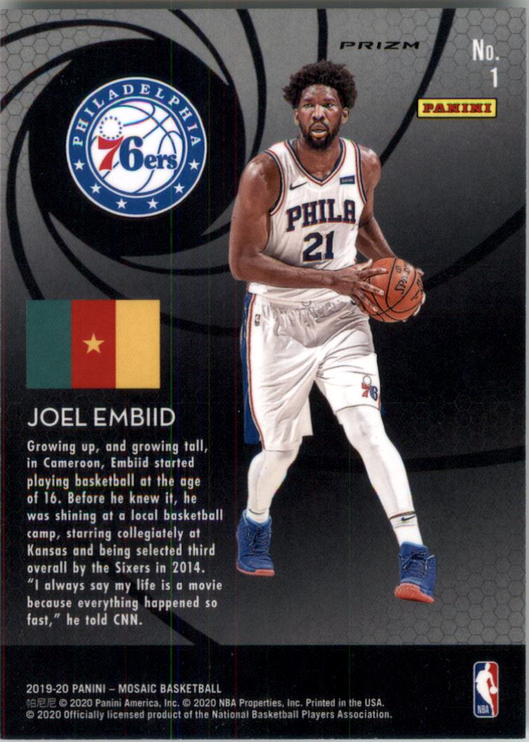 2019-20 Panini Mosaic International Men of Mastery Mosaic #1 Joel Embiid