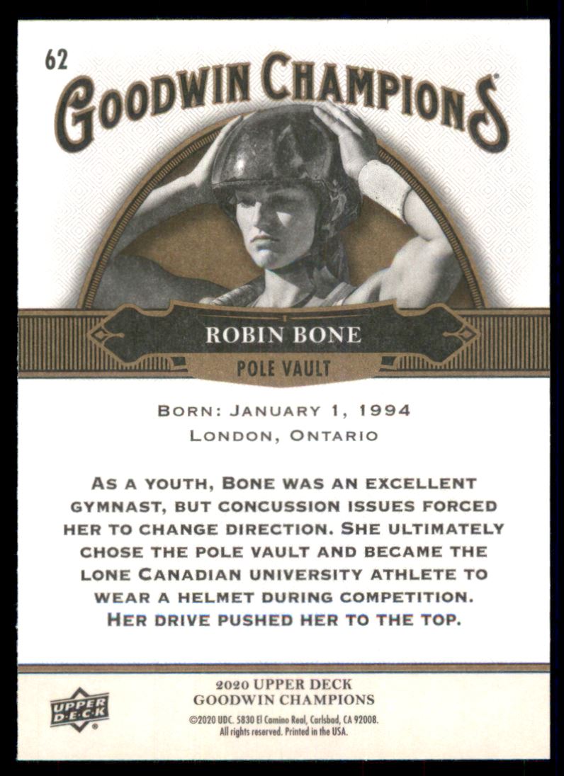 2020 Upper Deck Goodwin Champions #62 Robin Bone back image