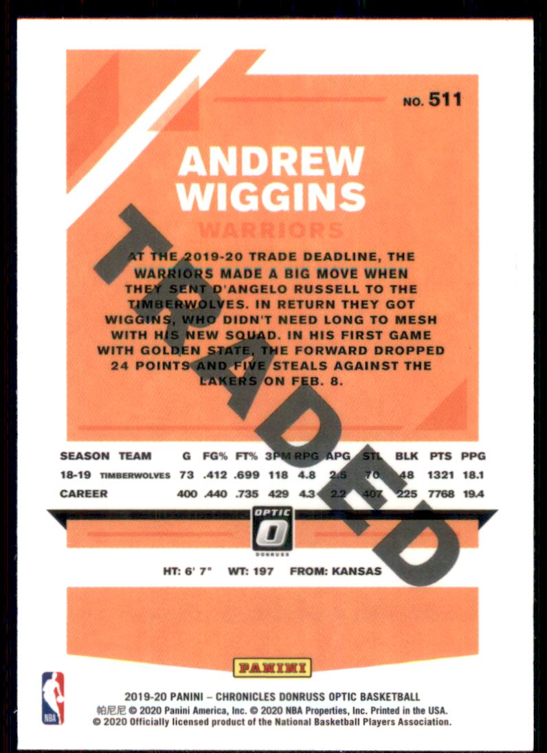 2019-20 Panini Chronicles #511 Andrew Wiggins/Donruss Optic Traded