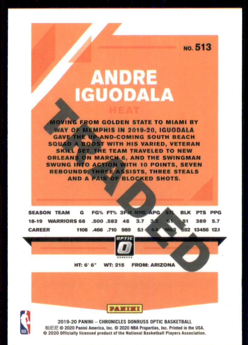 2019-20 Panini Chronicles #513 Andre Iguodala/Donruss Optic Traded