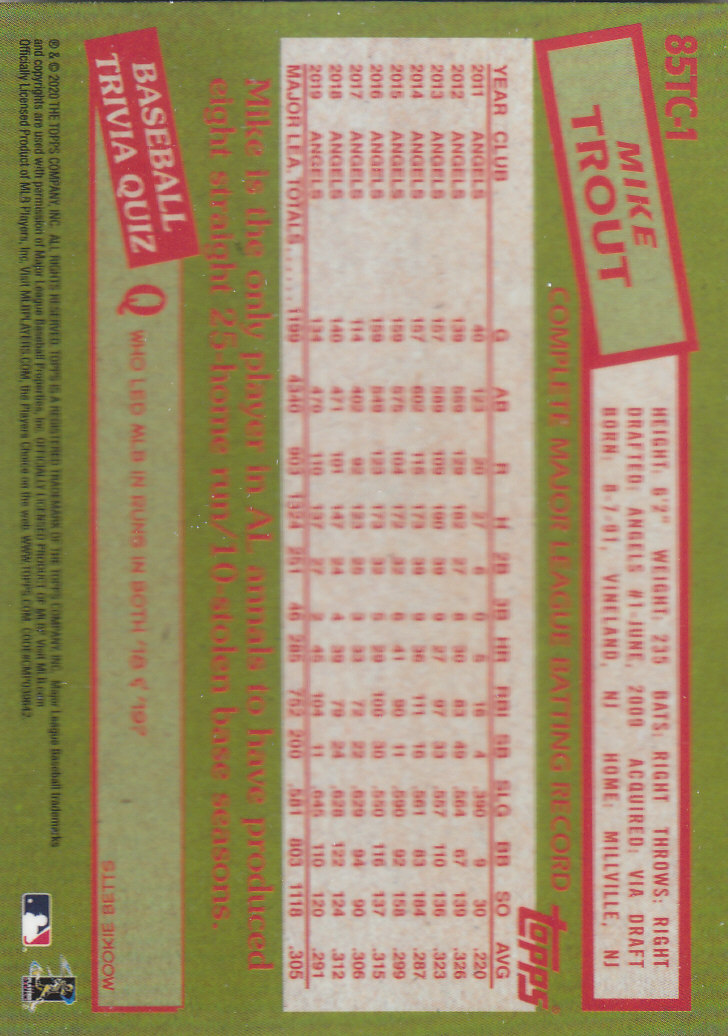 2020 Topps Chrome Baseball "'85 Topps" Insert and Parallel Cards - Picture 3 of 35