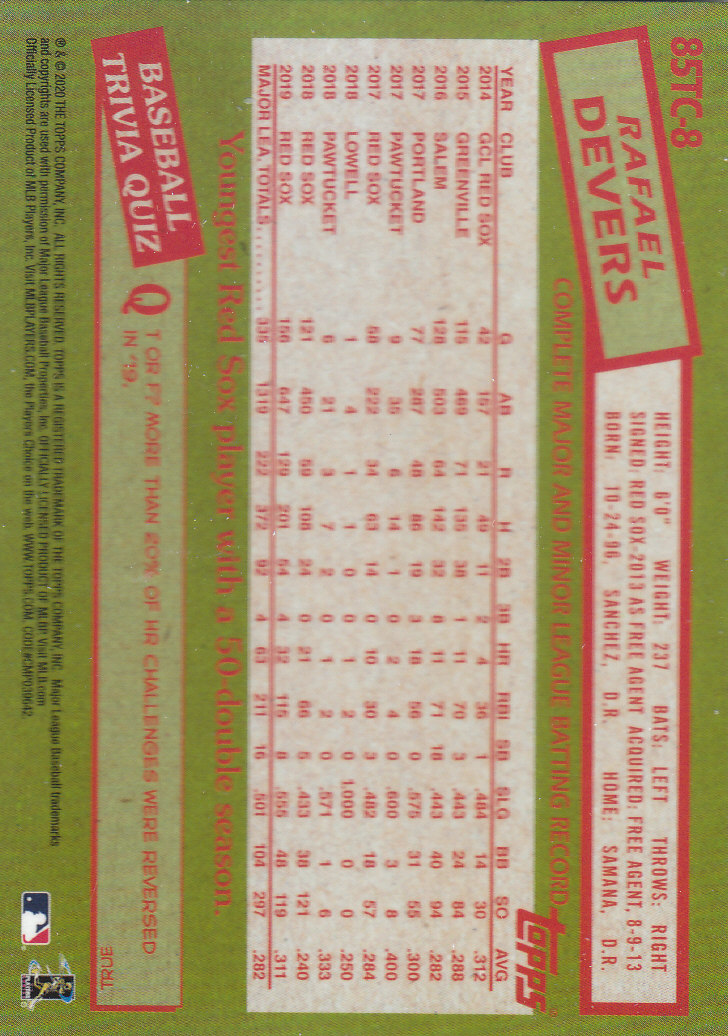 2020 Topps Chrome Baseball "'85 Topps" Insert and Parallel Cards - Picture 5 of 35