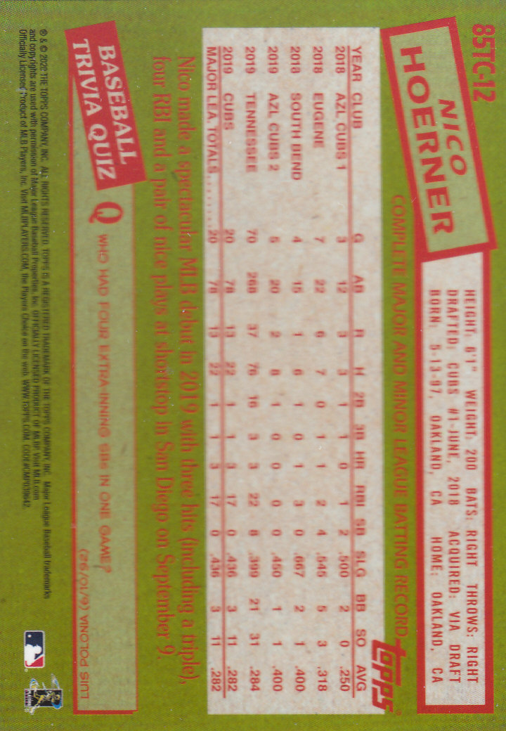 2020 Topps Chrome Baseball "'85 Topps" Insert and Parallel Cards - Picture 11 of 35