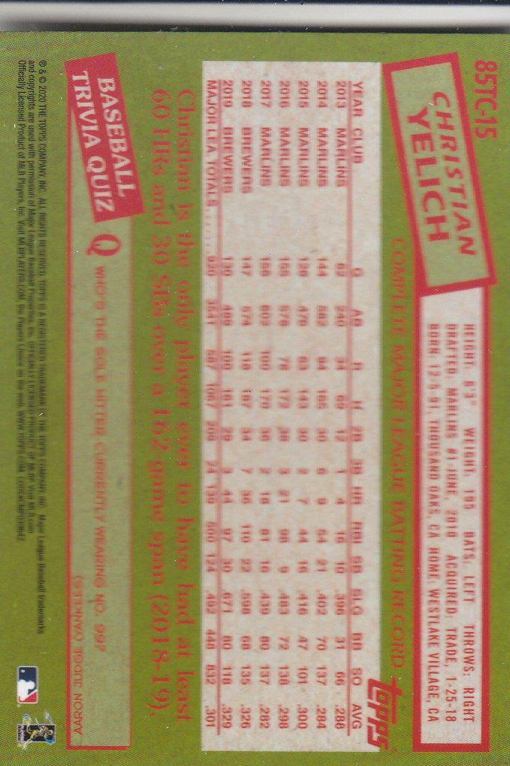 2020 Topps Chrome Baseball "'85 Topps" Insert and Parallel Cards - Picture 15 of 35