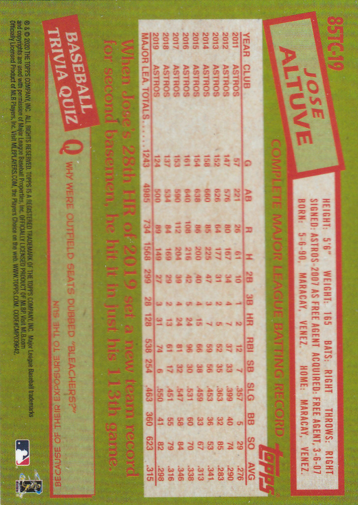 2020 Topps Chrome Baseball "'85 Topps" Insert and Parallel Cards - Picture 21 of 35