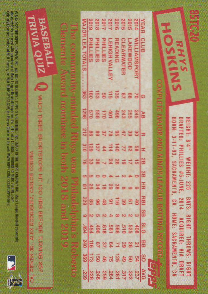 2020 Topps Chrome Baseball "'85 Topps" Insert and Parallel Cards - Picture 23 of 35