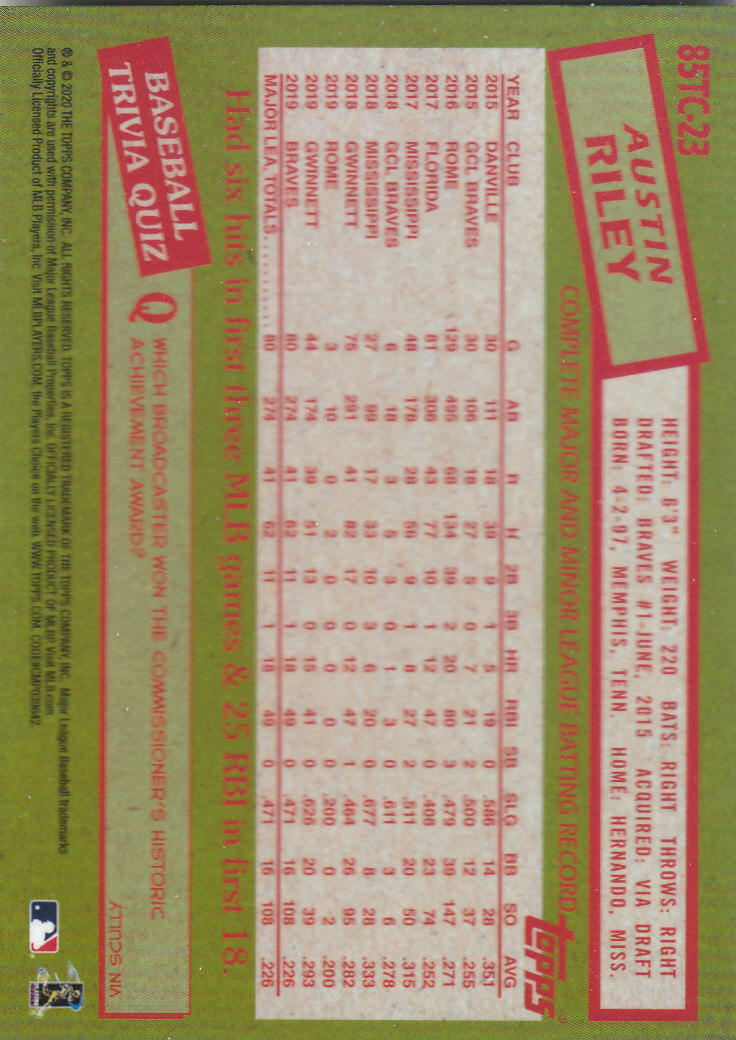 2020 Topps Chrome Baseball "'85 Topps" Insert and Parallel Cards - Picture 29 of 35