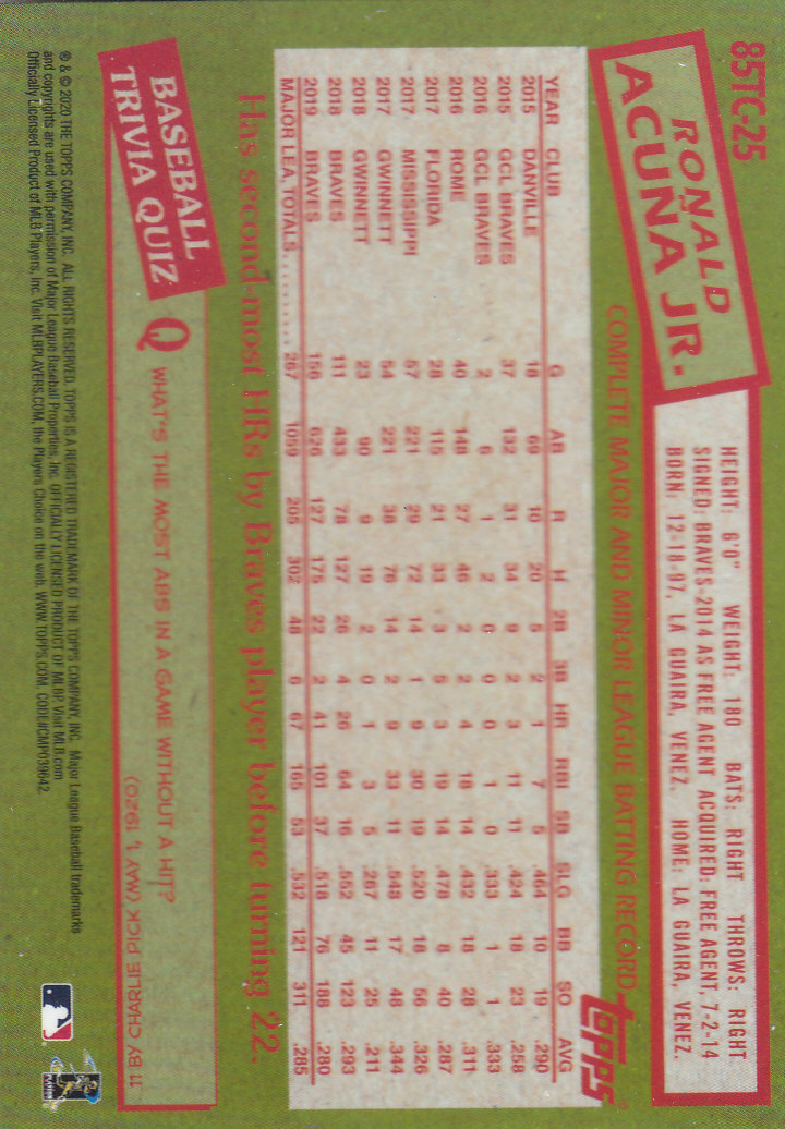 2020 Topps Chrome Baseball "'85 Topps" Insert and Parallel Cards - Picture 33 of 35