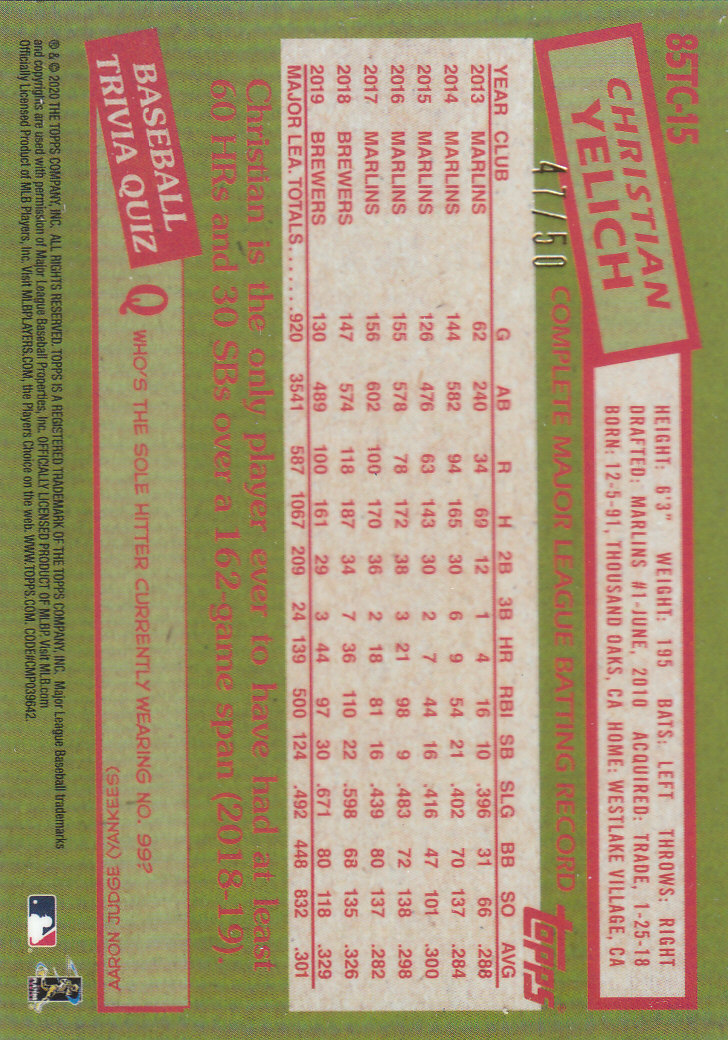 2020 Topps Chrome Baseball "'85 Topps" Insert and Parallel Cards - Picture 35 of 35