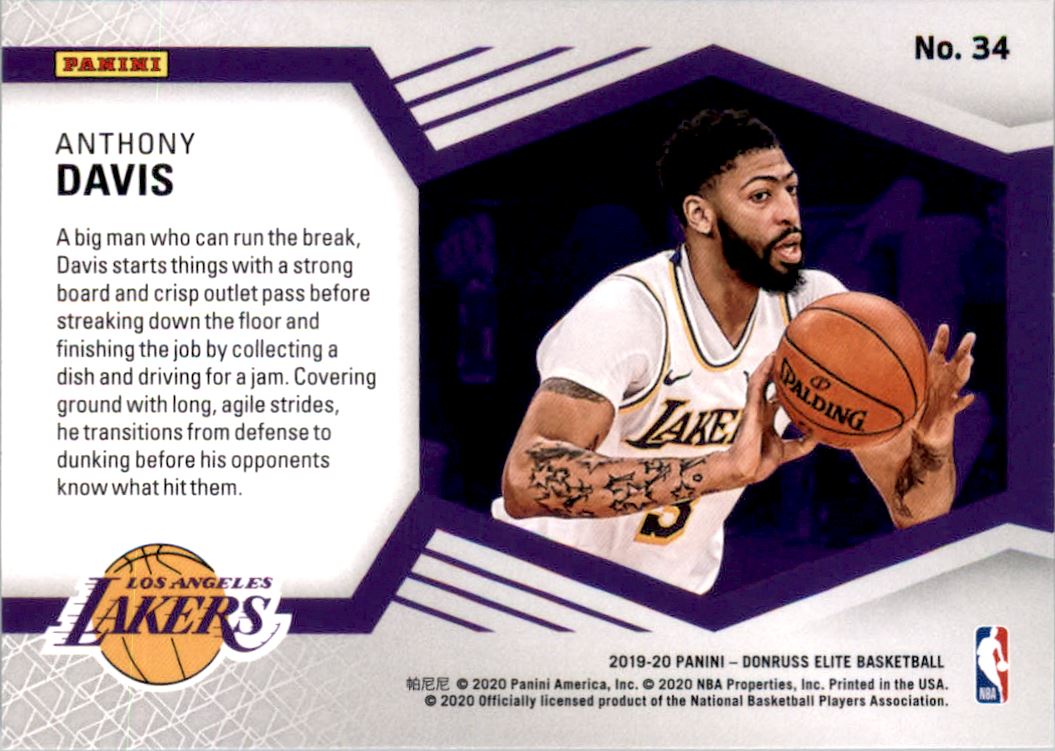 2019-20 Elite Spellbound #34 Anthony Davis back image