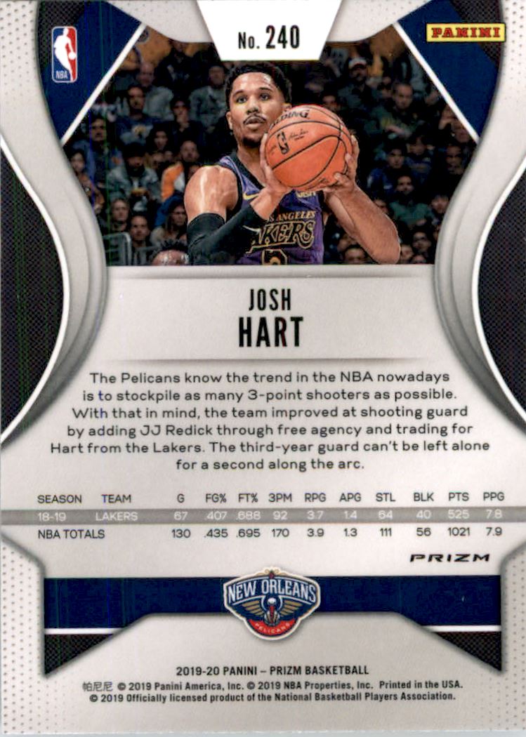 2019-20 Panini Prizm Prizms Choice Blue Yellow and Green #240 Josh Hart