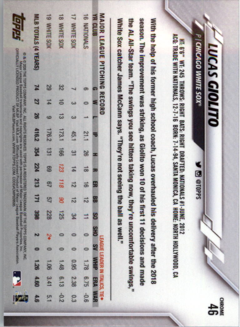 2020 Topps Chrome Baseball Card Pick - Picture 83 of 352