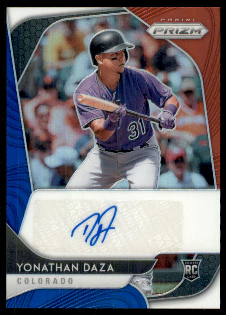 2020 Panini Prizm Rookie Autographs Prizms Red White and Blue #36 Yonathan Daza/50