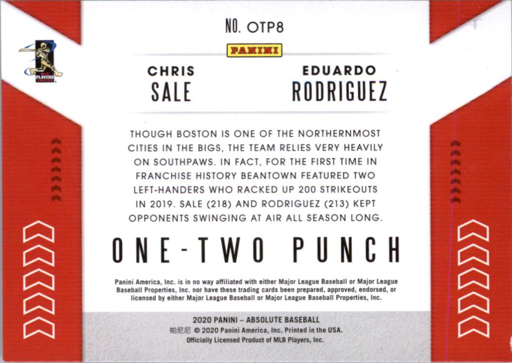 2020 Absolute One Two Punch #8 Eduardo Rodriguez/Chris Sale back image