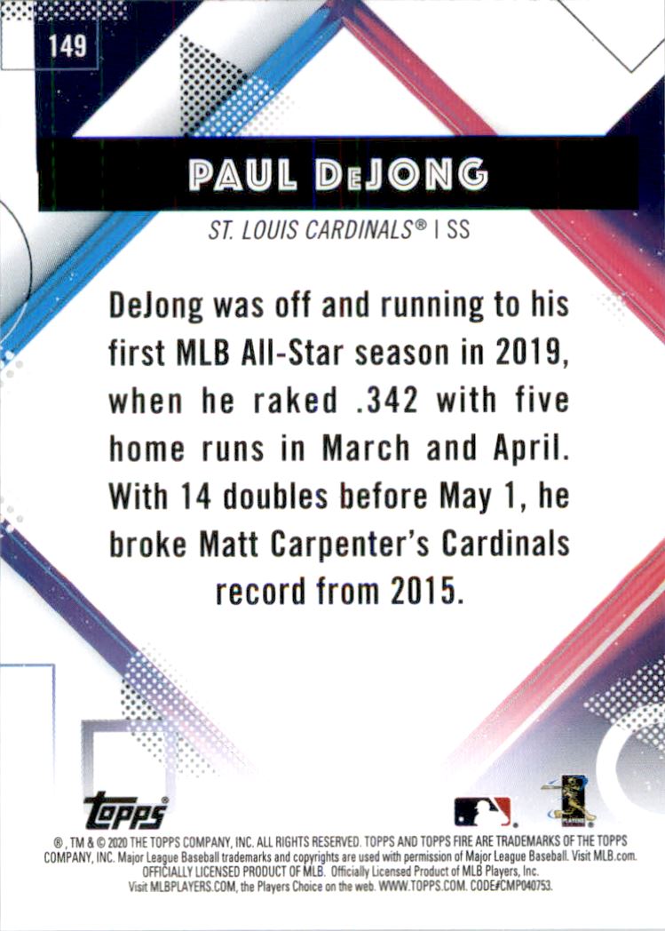 2020 Topps Fire Gold Minted #149 Paul DeJong back image
