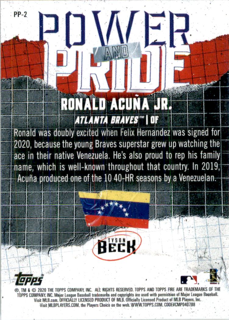 2020 Topps Fire Power and Pride Gold Minted #PP2 Ronald Acuna Jr. back image