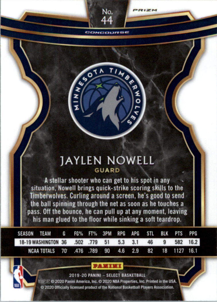 2019-20 Select Prizms Silver #44 Jaylen Nowell back image